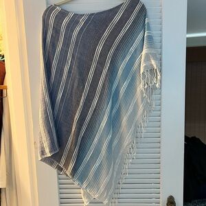 Echo Cotton Coverup Poncho with fringe Small